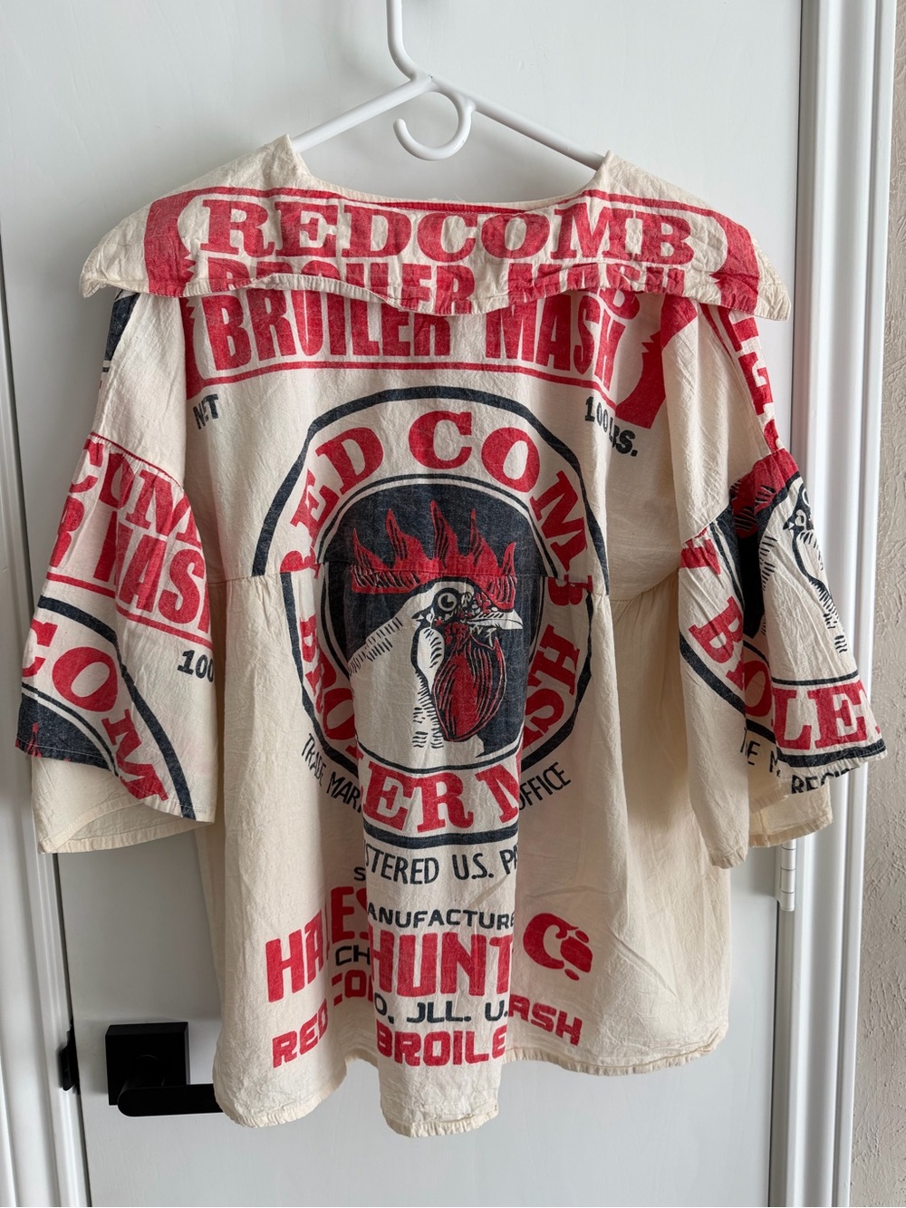 Flour Sack Chicken Print Sailor Top Streetwear from Tokyo one size fits all S-L - Picture 4 of 7
